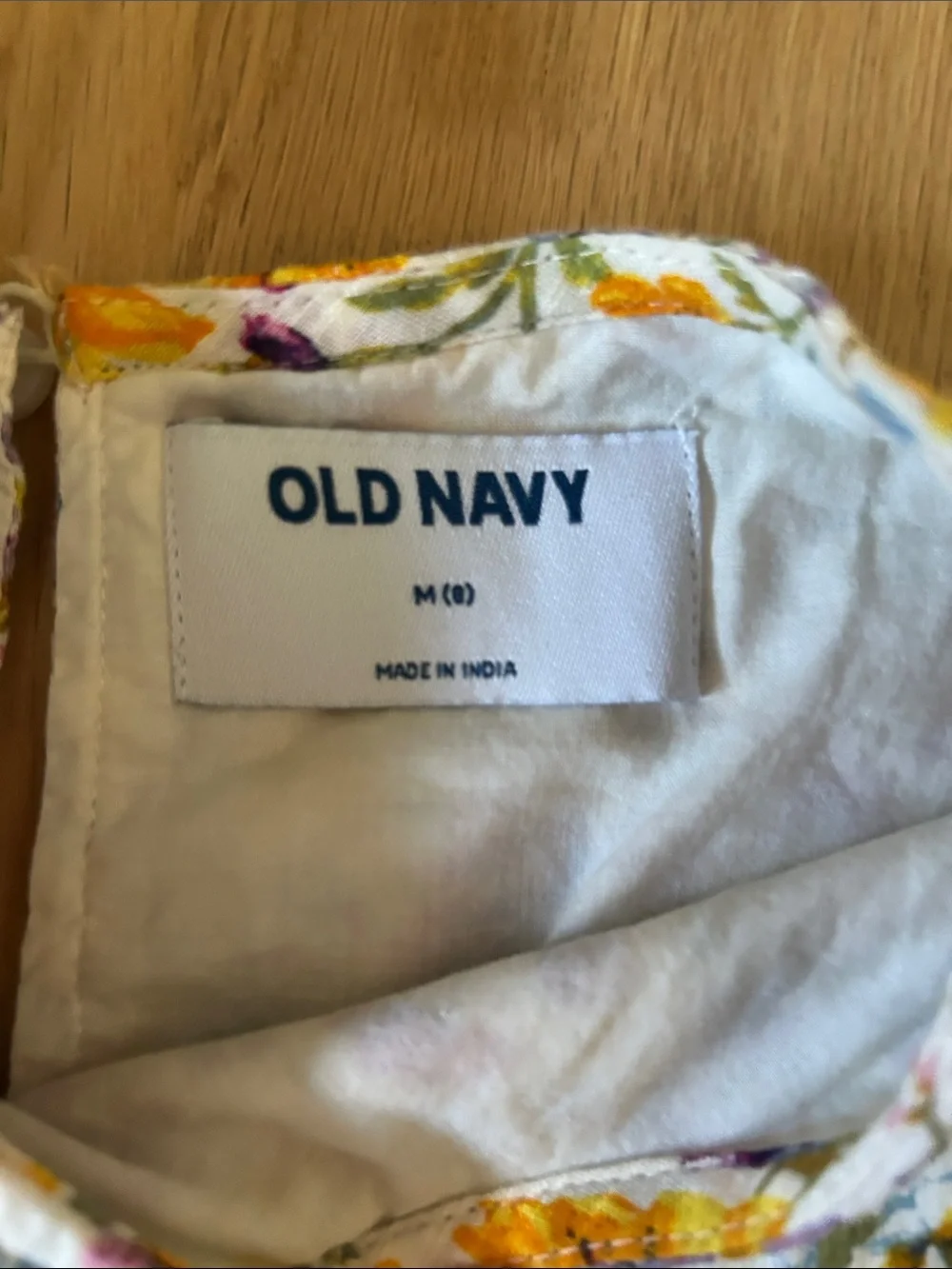 Old Navy White Dress with Yellow and Purple Floral Print